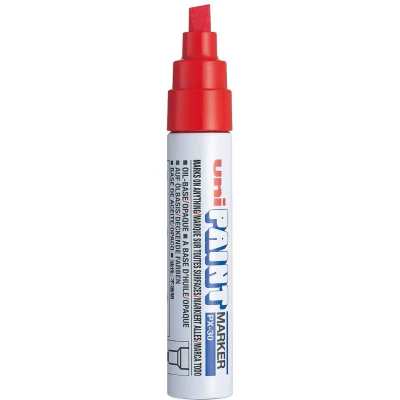 Afbeelding van UNI Paint PX 30 Rode Marker 4 8,5 mm Beitelpunt Verfstift Op Oliebasis Geschikt Voor Vele Ondergronden Zoals; Glas, Papier, Ceramiek, Plastic of Metaal