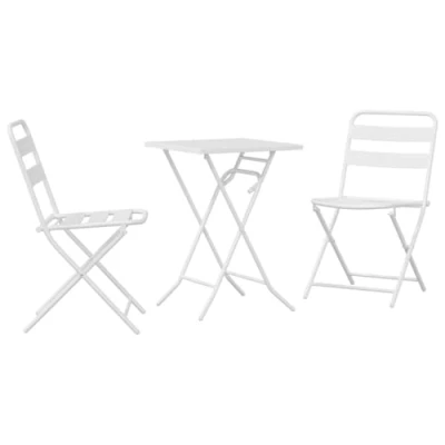 Afbeelding van vidaXL 3 delige Inklapbare Bistro Set Witte Staal