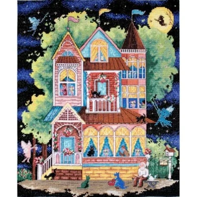 Afbeelding van Borduurpakket LETI 937 Fairy Tale House telpatroon om zelf te borduren