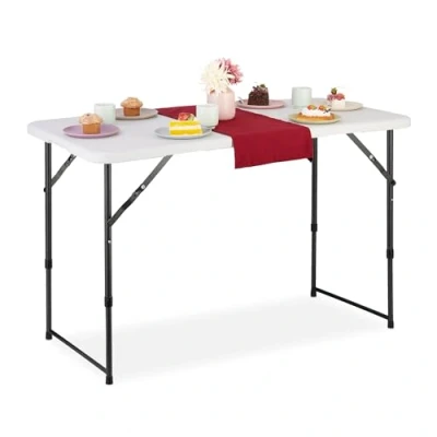 Afbeelding van Relaxdays campingtafel tuintafel picknicktafel inklapbaar vouwtafel 120 cm wit