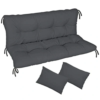 Afbeelding van Ferocity Waterdicht kussen voor tuinschommel, matras, 150 x 50 cm, palletmeubels, hoog comfort, met rugleuning, tuinmeubelen, grafiet [133]