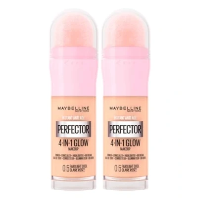 Afbeelding van Maybelline New York Instant Age Perfector Glow 4 in 1 Concealer BB Cream Verhelderende Primer Kleur 0,5 Fair Light Cool met spons om aan te brengen, 2 flessen van 20 ml