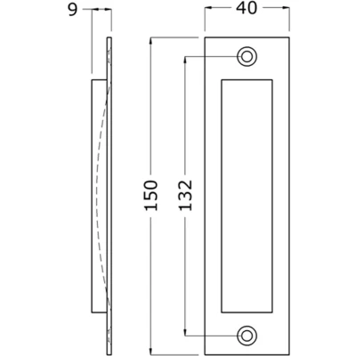 Afbeelding van Hermeta Schuifdeurkom rechthoek 150x40mm aluminium zwart