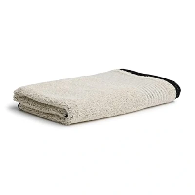 Afbeelding van MÖVE Eden Douchehanddoek met doorgestikte rand, 80 x 150 cm, Made in Germany, 80% katoen, 20% linnen, natuur/zwart (beige)