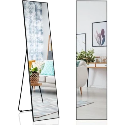 Afbeelding van SensaHome Passpiegel Minimalistisch Design Wandspiegel Staand met Zwarte rand Modern Make up Spiegel/Badkamerspiegel Zwart 39cm x 156cm