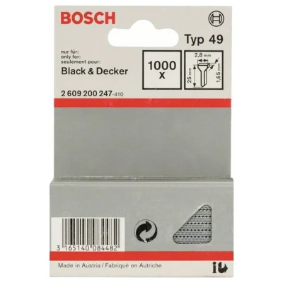 Afbeelding van Bosch Accessories 2609200247 Nagels voor tacker Type 49 Afmeting, lengte 25 mm 1000 stuk(s)