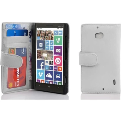 Afbeelding van Cadorabo Hoesje geschikt voor Nokia Lumia 929 / 930 in MAGNESIUM WIT Beschermhoes met magnetische sluiting en 3 kaartsleuven Book Case Cover Etui