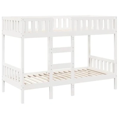 Image de vidaXL Lit superposé Blanc 75x190 cm Bois de pin massif