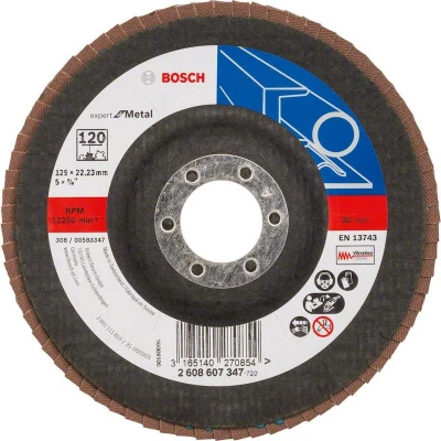 Image de BOSCH 2608607347 disque à lamelles X551 Expert pour métal, diamètre 125 mm, grain 120, version angulaire