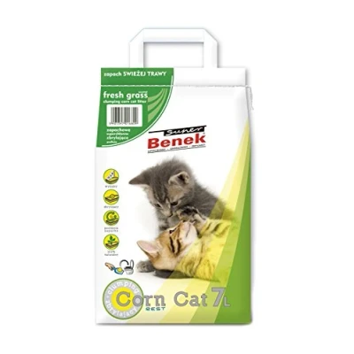 Afbeelding van 3 x 7 l (ca. 13,2 kg) Super Benek Corn Cat Vers Gras Kattenbakvulling Voordeelpakket