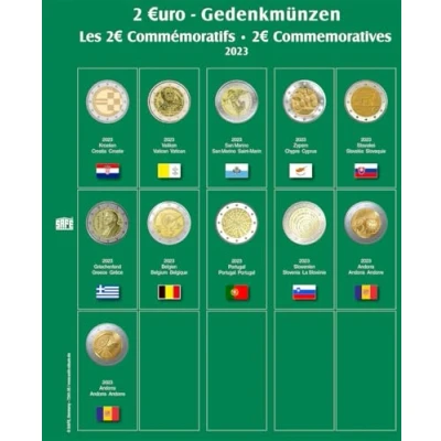Afbeelding van Safe Safe, Premium, Bladen (4 rings) voor 2 Euromunten 2023 blad 35 Transp. incl. groen voordrukblad afm: 205x255 mm. per st.