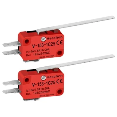 Afbeelding van Heschen Micro schakelaar V 153 1C25 SPDT lange hendel 20A 250VAC (2 stuks)