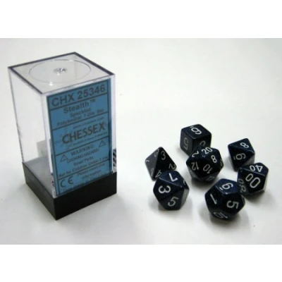 Afbeelding van Chessex Stealth gespikkelde Polydice Dobbelsteen Set (7 stuks)