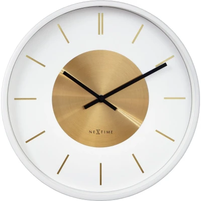 Afbeelding van Wandklok NeXtime Retro II 25cm wit/goud metaal