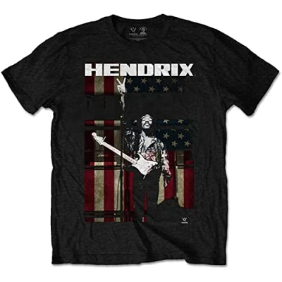 Afbeelding van Jimi Hendrix Peace Flag Heren T shirt S Zwart