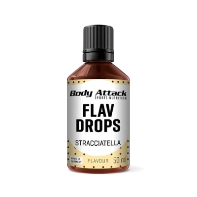 Afbeelding van Body Attack Flav Drops®, 50 ml, stracciatella, aromadruppels voor levensmiddelen, suikervrije smaakdruppels zonder calorieën, veganistisch &amp; kwaliteit Made in Germany