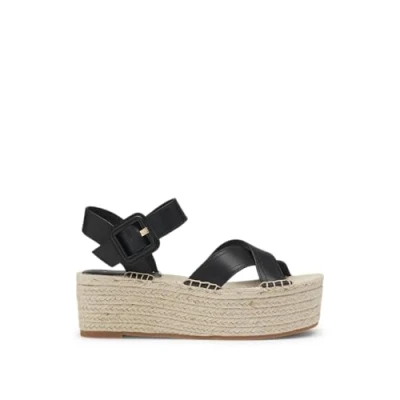 Afbeelding van BOSS Machica Sandalen met enkelbandjes, Dames, Maat: 36, Black Leer