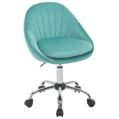 Afbeelding van WOLTU Homeoffice BS167ts Ergonomische draaistoel met wieltjes, belastbaar tot 150 kg, voor kantoor, slaapkamer, fluweel, turquoise
