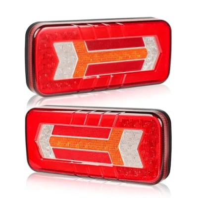 Afbeelding van AOHEWEI 2 stuks achterlichten voor aanhangers, 12 V/24 V, super helder, waterdicht, knipperlichten, remlicht, mistlampen vrachtwagens, zware gewichten, caravans, bestelwagens, tractoren