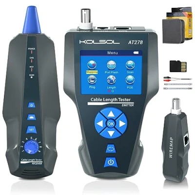 Afbeelding van AT278 netwerkkabeltester met TDR, AC filter, multifunctionele kabeltracker voor RJ45, RJ11, BNC, staalkabel, PING/POE