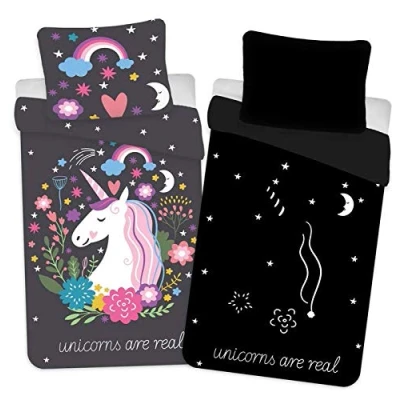 Afbeelding van Unicorn Dekbedovertrek glow in the dark real 140x200 cm