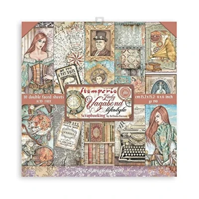 Afbeelding van Stamperia Lady Vagabond Lifestyle (SBBXS10) 6x6 Inch Paper Pack