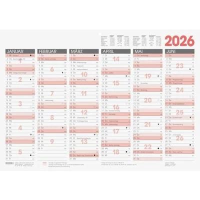 Afbeelding van BRUNNEN Calendrier tableau 2026, format A3, paysage