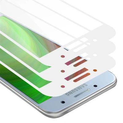 Afbeelding van Cadorabo 3x Screenprotector geschikt voor Samsung Galaxy A3 2017 Volledig scherm pantserfolie Beschermfolie in TRANSPARANT met WIT Getemperd (Tempered) Display beschermend glas 9H hardheid 3D Touch