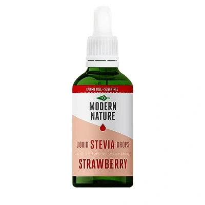 Image de Modern Nature Gouttes de Stevia Liquide Saveur Fraise Zero Calories et Sans Sucre Flavdrops pour l&#039;Eau, The, Protein, Porridge, Yogourt Drops Edulcorant 100ml
