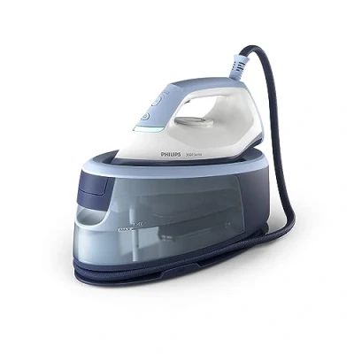 Image de Versuni Philips Générateur de vapeur série 3000, Jusqu&#039;à 25% temps en moins pour le repassage*, Rapide et puissant, Compact pratique, Facile sûr, Deep Azur (PSG3000/20)