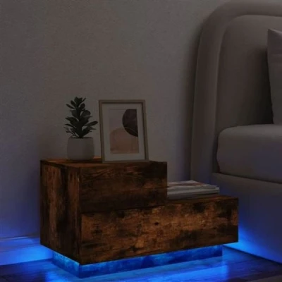 Afbeelding van vidaXL Nachtkastje met LED verlichting 70x36x40,5 cm gerookt eiken