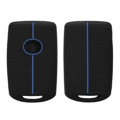 Afbeelding van kwmobile autosleutel hoesje geschikt voor Mazda 3 Tasten CX30 CX50 CX60 CX90 MX 30 hoes Siliconen behuizing Auto sleutel case met honingraat Sleuteletui in zwart / blauw