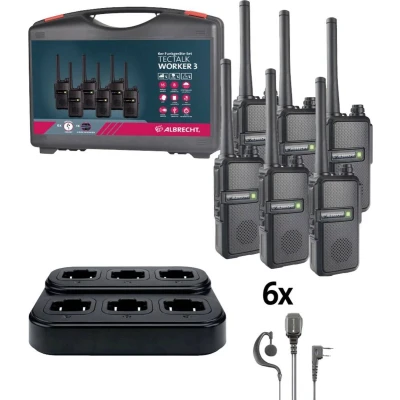 Afbeelding van Albrecht 6er Kofferset Tectalk Worker 3 29827 PMR portofoon Set van 6 stuks