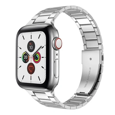 Afbeelding van Apple watch Stalen schakelband Zilver Geschikt voor 42mm / 44mm 45mm 49mm