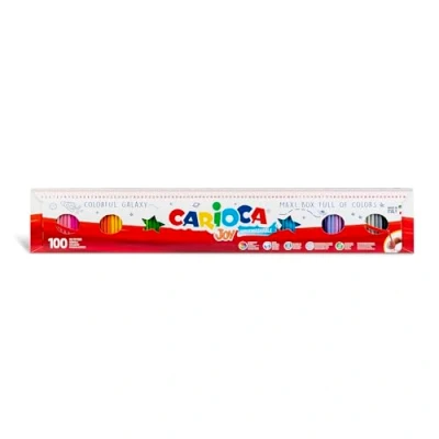 Afbeelding van Carioca Joy Paperboard Wallet, 100 stuks kleurrijke viltstiften voor kinderen met fijne punt, perfect tekenen en kleuren, super wasbaar, verschillende