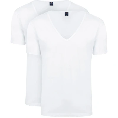 Afbeelding van Suitable T Shirt Wit Diepe V hals Vitaru Stretch 2 Pack maat S Heren Basic met Slim fit Pasvorm