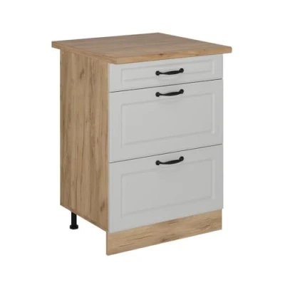 Afbeelding van Vicco Keukenonderkast R Line, Wit Landhuis/Krachtige Eik goud, 60 cm met laden, WB