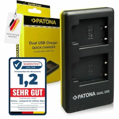 Afbeelding van PATONA Dual oplader voor EN EL19 accu compatibel met Nikon CoolPix S2500 S3100 S4100 micro USB kabel