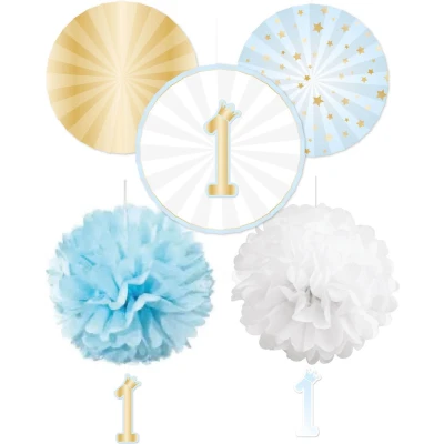 Afbeelding van Decoratie kit 1st birthday blauw 5 stuks