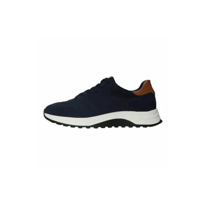 Afbeelding van Manfield Sneakers laag, Heren, Maat: 40, Blau Veloursleer