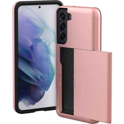 Afbeelding van iMoshion Hoesje Geschikt voor Samsung Galaxy S21 Ruimte 2 pasjes Backcover met pasjeshouder Rosé Goud