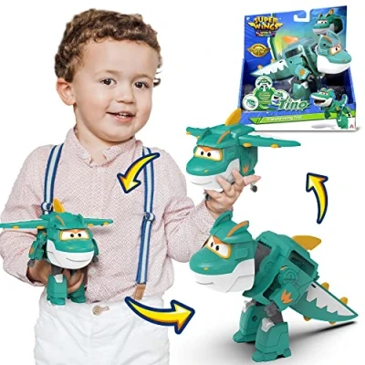 Afbeelding van Super Wings Tino Dinosaur 12,7 cm transformatie karakter eenvoudige speelgoed cadeau voor kleuters vanaf 3 jaar, groen
