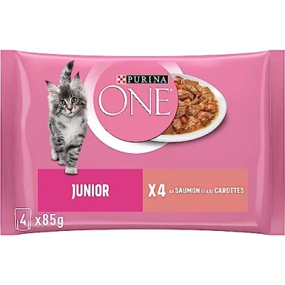 Afbeelding van 24x85g Junior Zalm en Wortelen Purina ONE Kattenvoer