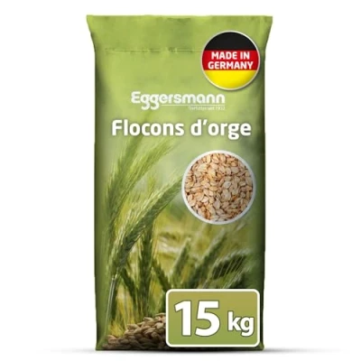 Afbeelding van Eggersmann gerstvlokken 15 kg uniek voer met hoog energiegehalte geschikt voor paarden, pony&#039;s, kippen en kleine dieren ideaal haverintoleranties