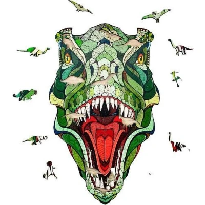 Afbeelding van Art Bizniz Legpuzzel T rex 37 X 28 Cm Hout Groen 129 delig