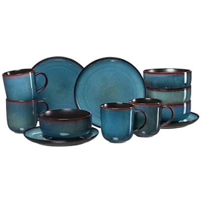 Afbeelding van Ritzenhoff &amp; Breker Bali, 4 persoon/personen, Steengoed, Blauw, 215 mm, 335 mm