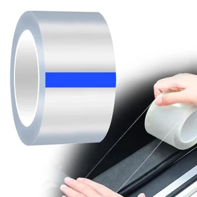 Afbeelding van bescherming voor autodeur, transparant, 5 cm x 10 m, universeel, beschermfolie fiets, motorfiets, 1 stuk