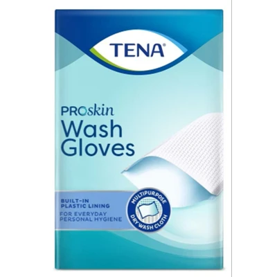 Afbeelding van 6x TENA Proskin Wash Gloves Plastic Binnenkant 175 stuks