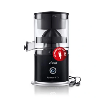 Afbeelding van Ufesa Squeeze &amp; GB, elektrische citruspers, inlambric, multifunctionele fruittrekker, draagbare sapcentrifuge, USB oplaadbaar, capaciteit 220 ml, 45 W vermogen, BPA vrij