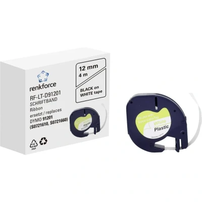 Afbeelding van Labeltape Renkforce RF LT D91201 Compatibel vervangt DYMO 91201 12 mm Tapekleur: Wit Tekstkleur: Zwart 4 m